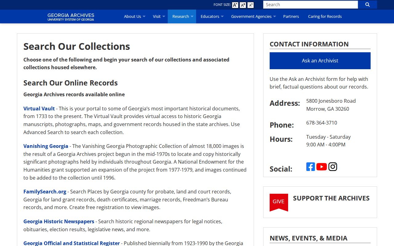 Georgia Archives research access for historical Duluth records