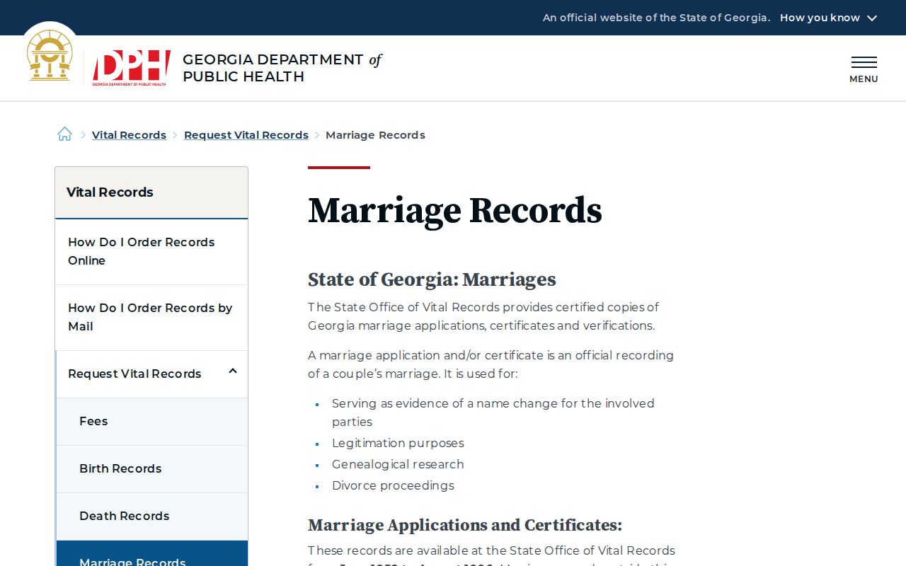 Duluth previous residents Georgia marriage record request